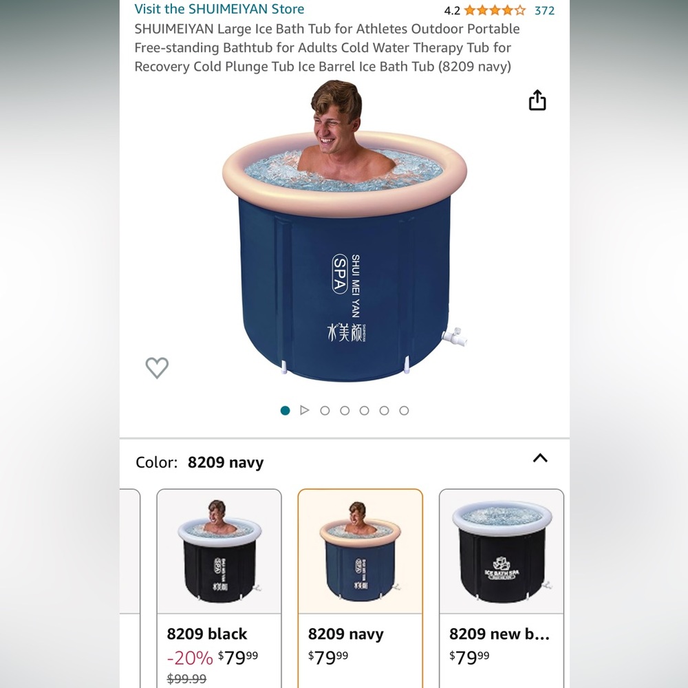 SHUIMEIYAN Large Ice Bath Tub for Athletes Outdoor Portable Freestanding Bathtub